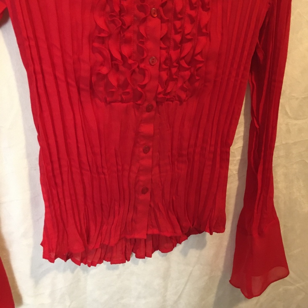 Red ruffle blouse